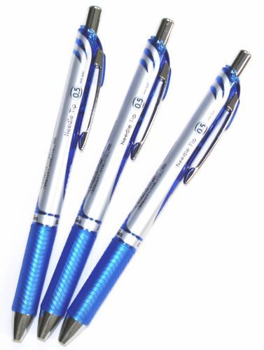 Pentel Energel Deluxe Rtx Retractable Liquid Gel Pen, 0.5Mm, Fine Line, Needle Tip, Blue Ink-Value Set Of 3(With Values Japan Or