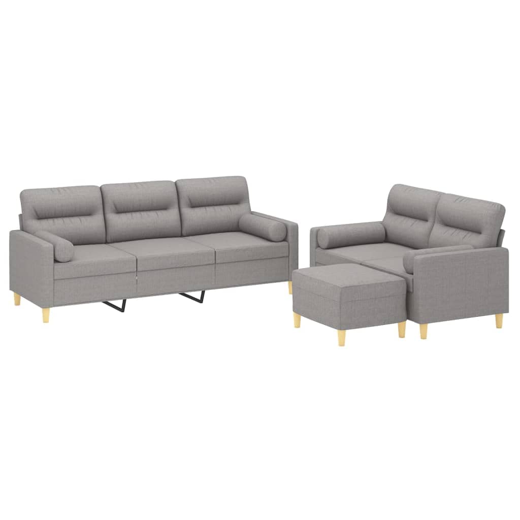 Vidaxl Sofa Set 3 Piece, Modern Sofa Set Loveseat, Living Room Upholstered Couch Furniture Set With Cushions, Sectional Sofa Set, Light Gray Fabric