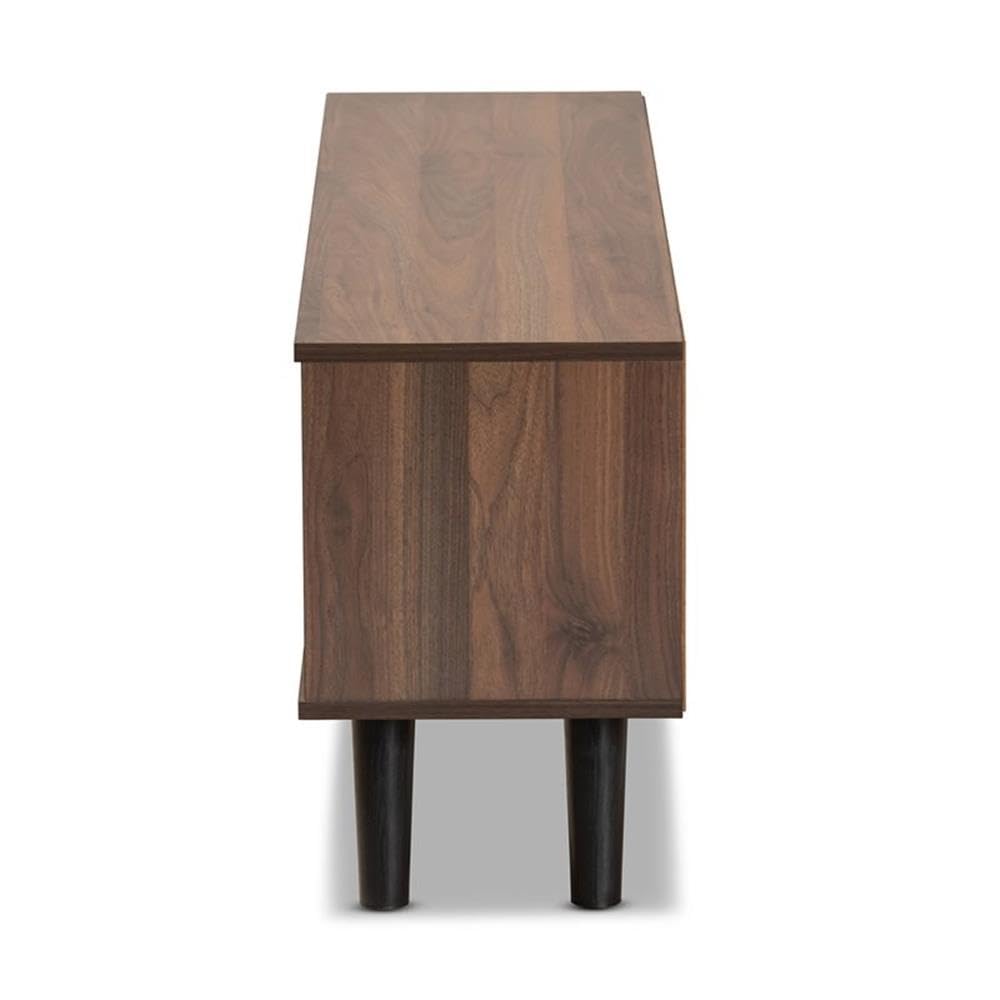 Baxton Studio Mallory Modern and Contemporary Two-Tone Walnut Brown and Grey Finished Wood TV Stand