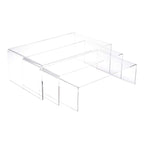 Restaurantware Clear Tek 15.75 X 11.8 X 5.9 Inch Shelf Risers 1 Set Of Rectangle Display Risers - 3 Tiers For Retail And Merchan