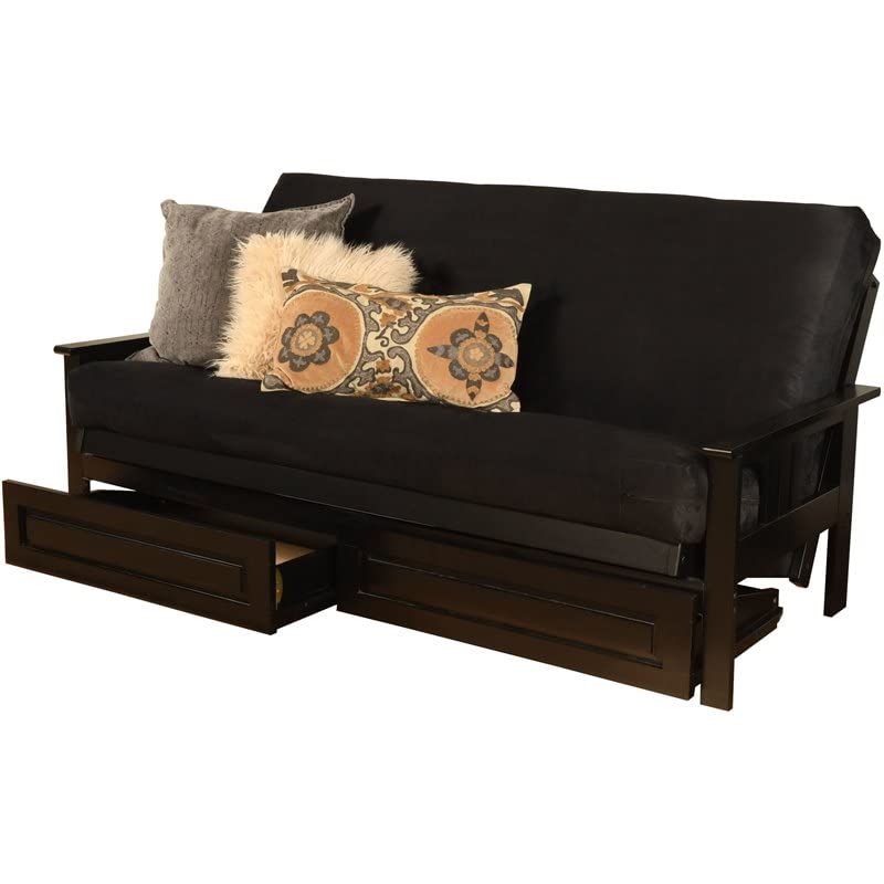 Kodiak Furniture Monterey Black Storage Sofa with Suede Black Mattress