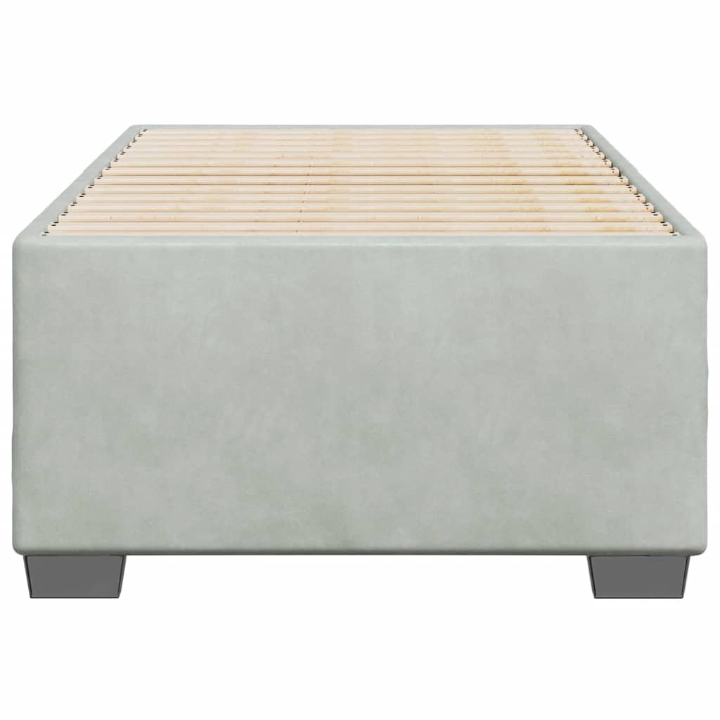 vidaXL Twin XL Bed Frame - Light Gray Velvet Upholstered Bedstead with Sturdy Slat Support - Engineered Wood & Plywood