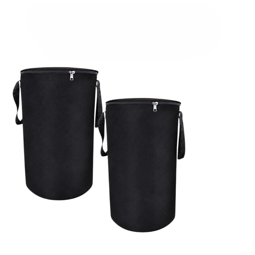 Non Woven Waterproof Foldable Laundry Basket with Handle Set of 2 (Black)