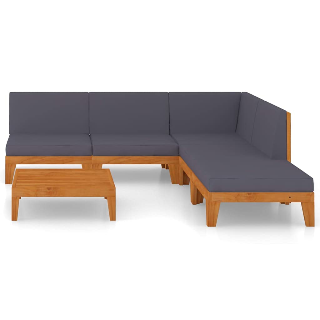 vidaXL Solid Acacia Wood Patio Lounge Set with Cushions 6 Piece Wooden Lounge Set Sofa Set Garden Outdoor Terrance Backyard Furniture