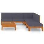 vidaXL Solid Acacia Wood Patio Lounge Set with Cushions 6 Piece Wooden Lounge Set Sofa Set Garden Outdoor Terrance Backyard Furniture