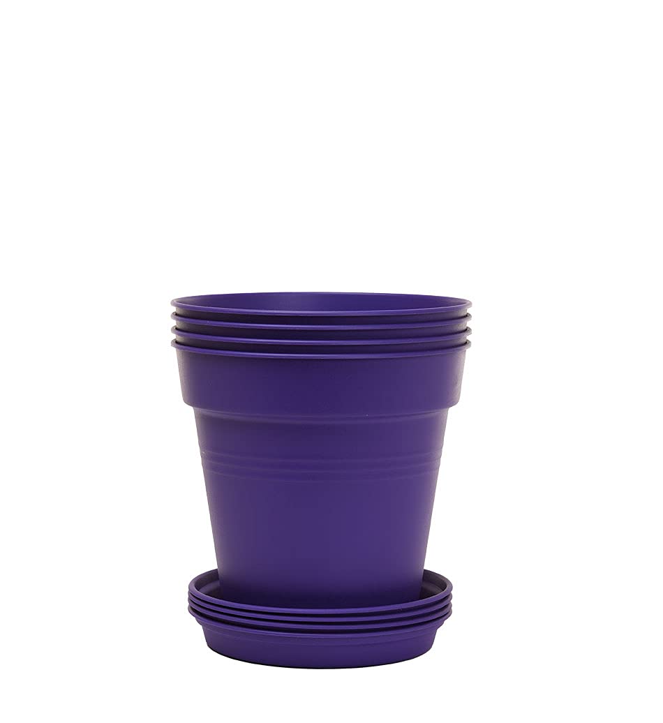 Mintra Home Garden Pots 4Pk (Purple, 11Cm Diameter (4.3In))