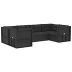 vidaXL Patio Furniture Set 6 Piece, Sectional Sofa with Cushions, Patio Lounge Set for Outdoor Garden Lawn Backyard, Black Poly Rattan