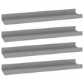vidaXL Wall-Mounted Shelves - Set of 4 Gray MDF Shelves - Versatile Storage for Decor, Books, collectables - Easy Maintenance