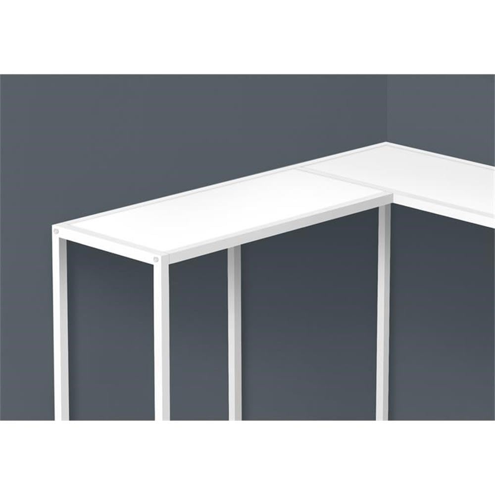 Monarch Specialties I 2160 Accent Table, Console, Entryway, Narrow, Corner, Living Room, Bedroom, Metal, Laminate, White, Contemporary, Modern