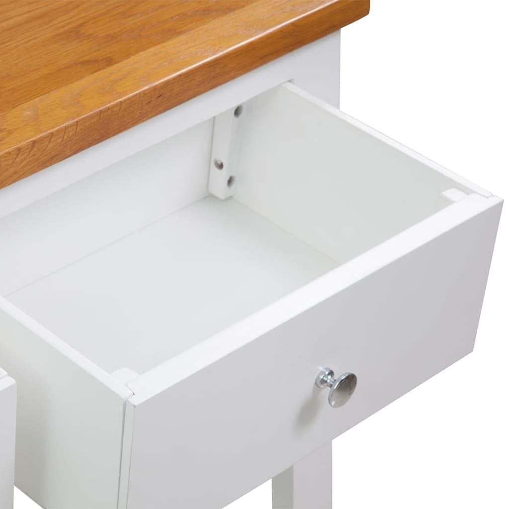 vidaXL Console Table - Solid Oak Wood and Acacia Wood Side Table with 2 Drawers and Shelf for Living Room, Dining Room, Hallway - Brown and White, 32.7"x11.8"x28.7"