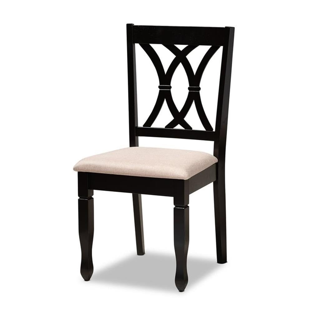 Baxton Studio Reneau Modern and Contemporary Sand Fabric Upholstered Espresso Brown Finished Wood 7-Piece Dining Set