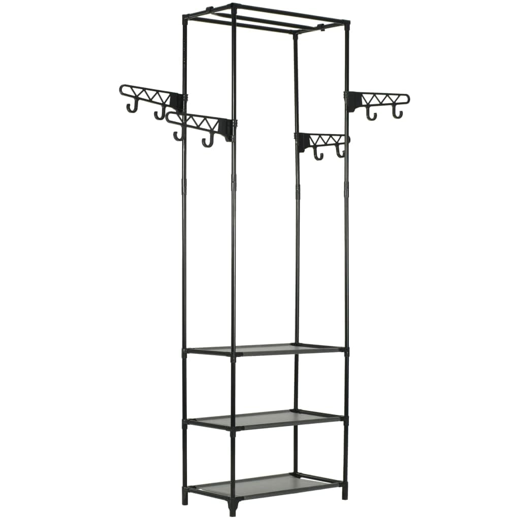 vidaXL Black Clothes Rack - Compact, Durable Steel and Non-woven Fabric Storage Solution for Bedroom or Bathroom, Easy to Assemble