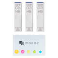 Uni Pencil Lead,'The Uni' Smudge-Proof Leads, 0.3Mm Hb, 25 Leads X 3 Pack &'Monoc' Sticky Note(Japan Import)