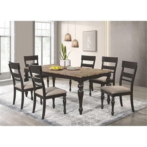 Coaster Home Furnishings Bridget 7-Piece Rectangular Dining Set Brown Brushed and Charcoal Sandthrough