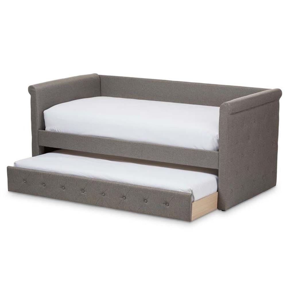 Baxton Studio Alena Modern and Contemporary Light Grey Fabric Daybed with Trundle