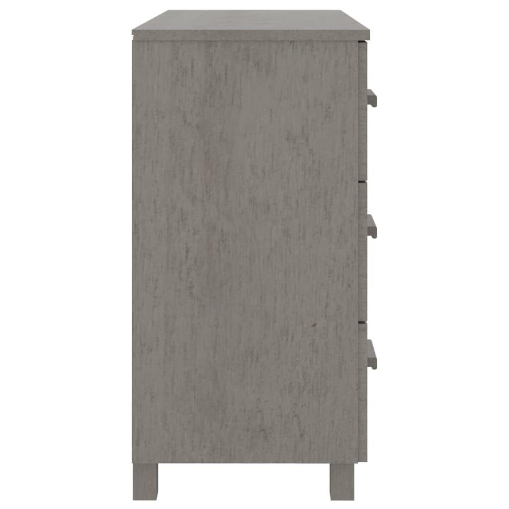 vidaXL Solid Pinewood Sideboard HAMAR - Light Gray Decorative Cabinet with 1 Door and 3 Drawers, Stable and Spacious Wooden Highboard Furniture
