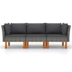 vidaXL Patio Sofa, Outdoor Sofa for Porch Backyard Balcony, Patio Couch with Cushions, Corner Sofa, Farmhouse Modern Style, Gray Poly Rattan