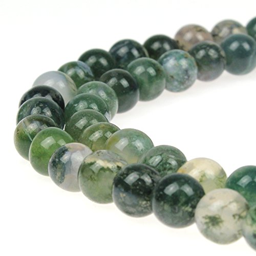 Mjdcb Natural Moss Agate Round Crystal Energy Stone Beads Healing Power For Jewelry Making (10Mm)