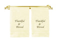 Liberty21 Embroidered Hand Towels With Inspirational Message: Thankful & Blessed (2 Hand Towels) For Bathroom, Kitchen Or Spa. (