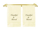 Liberty21 Embroidered Hand Towels With Inspirational Message: Thankful & Blessed (2 Hand Towels) For Bathroom, Kitchen Or Spa. (