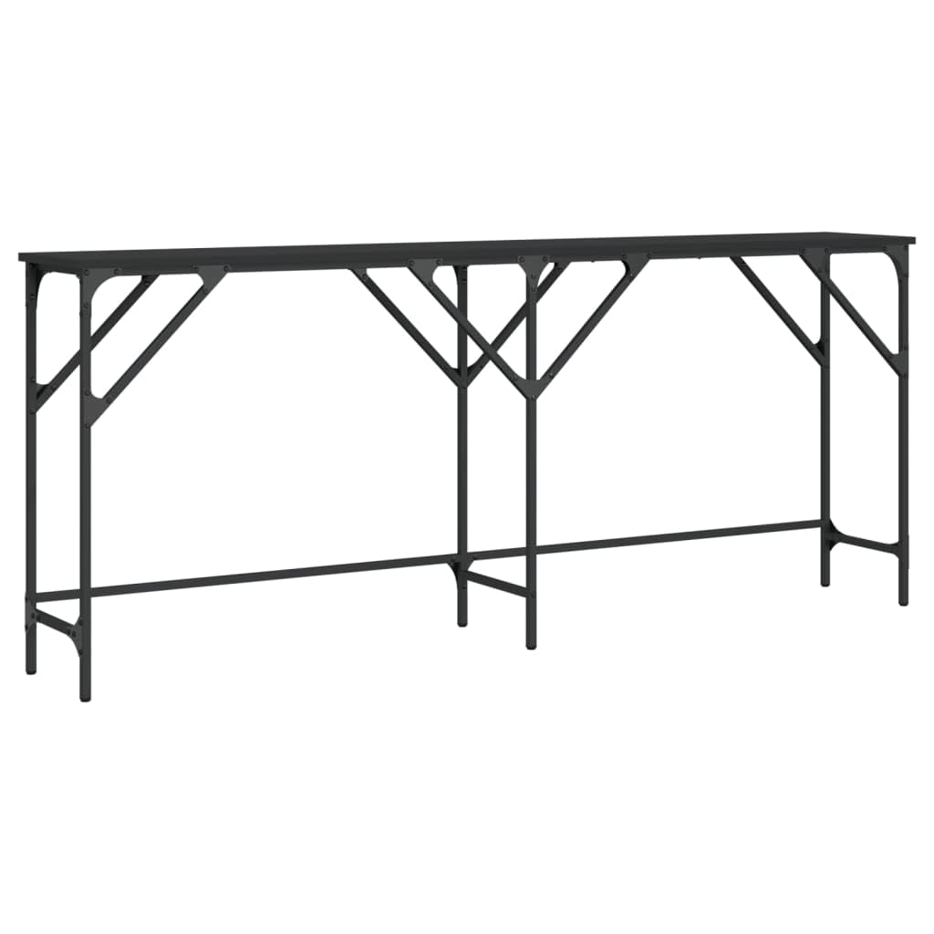 vidaXL Engineered Wood Console Table with Metal Frame - Black, Sturdy, Adjustable Feet for Stability, Industrial Style, for Entryway or Living Room - 70.9" Length, 29.5" Height