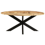 vidaXL Industrial-Style Round Dining Table - 68.9" Diameter - Rough Mango Wood - Easy Assembly - Sturdy Steel Legs