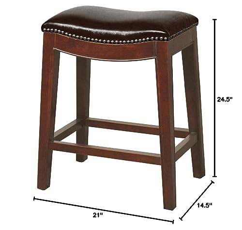 New Pacific Direct Elmo Bonded Leather Counter Stool, Brown