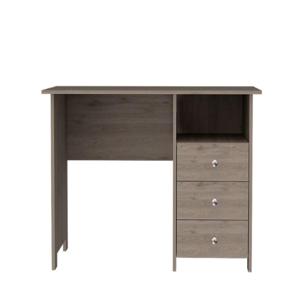 Writing Desk Brentwood with Three Drawers and Open Storage Shelf -Light Gray