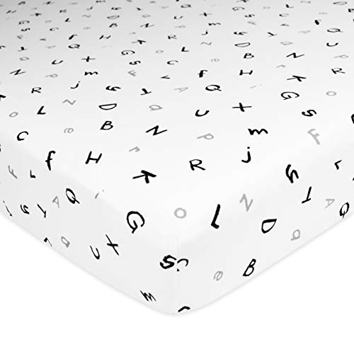 American Baby Company Fitted Crib Sheet28' X 52',Soft Breathable Neutralcottonjerseysheet, Alphabet, For Boys And Girls, Fits