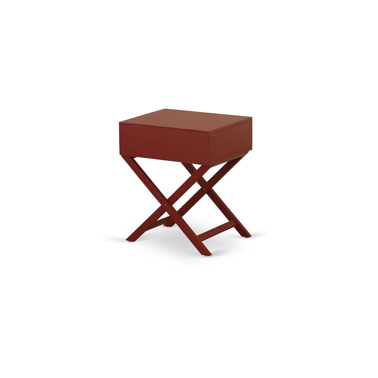 East West Furniture Hane13 One Piece Lovely Hamilton Small Rectangular Table With Drawer, 1-Pack, Burgundy Finish