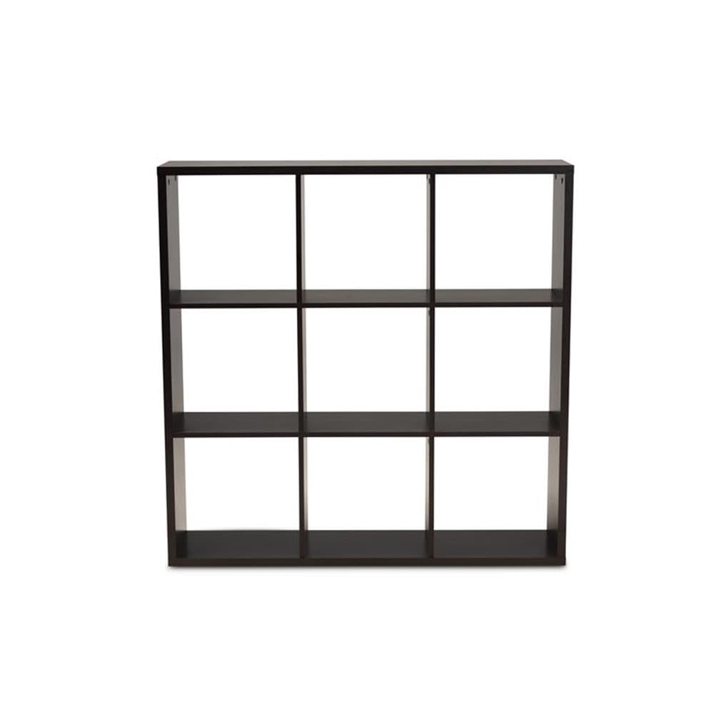 Baxton Studio Janne Modern and Contemporary Dark Brown Finished 9-Cube Multipurpose Storage Shelf