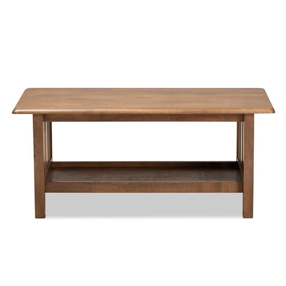 Baxton Studio Rylie Traditional Transitional Mission Style Walnut Brown Finished Rectangular Wood Coffee Table