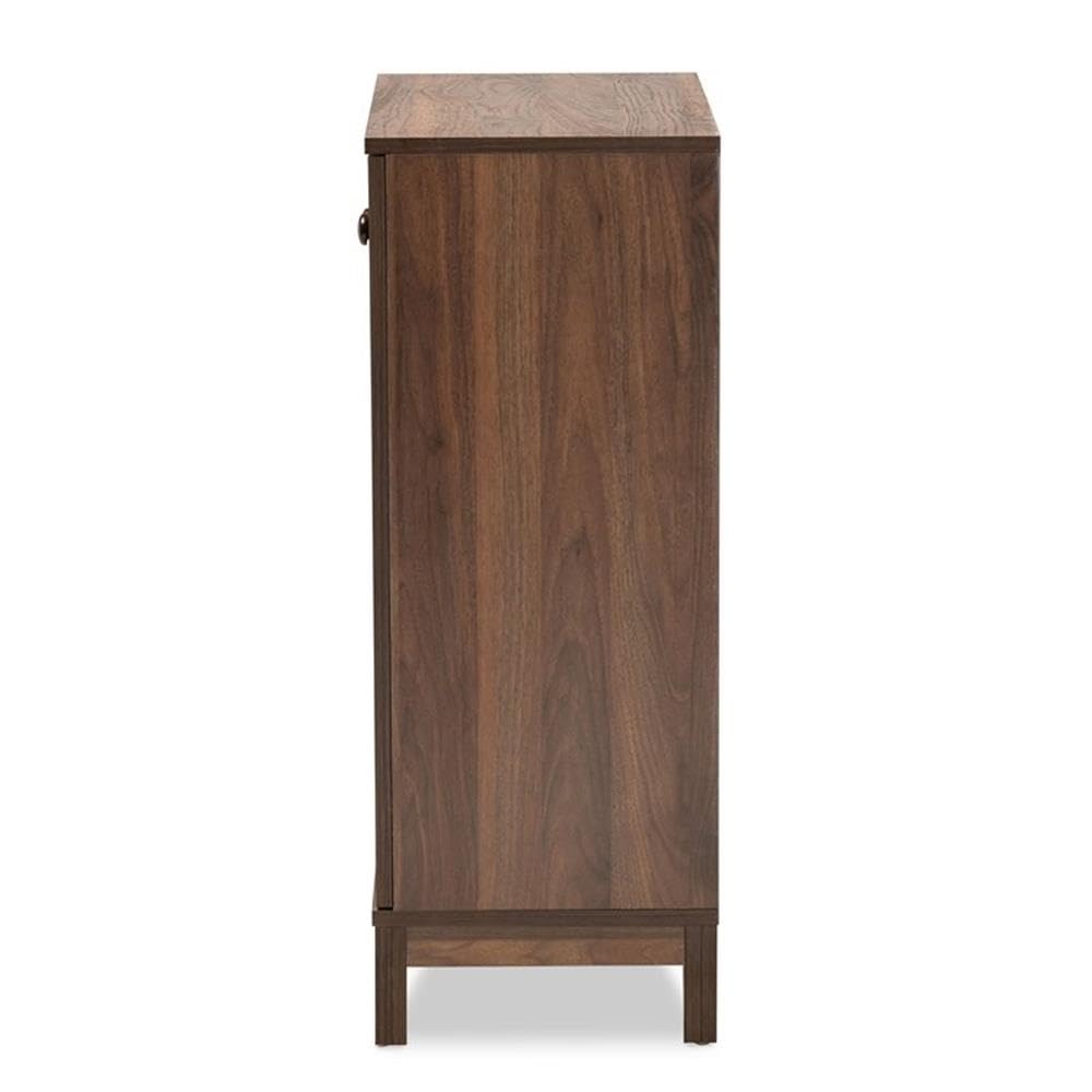Baxton Studio Nissa Modern and Contemporary Walnut Brown Finished Wood 2-Door Shoe Storage Cabinet