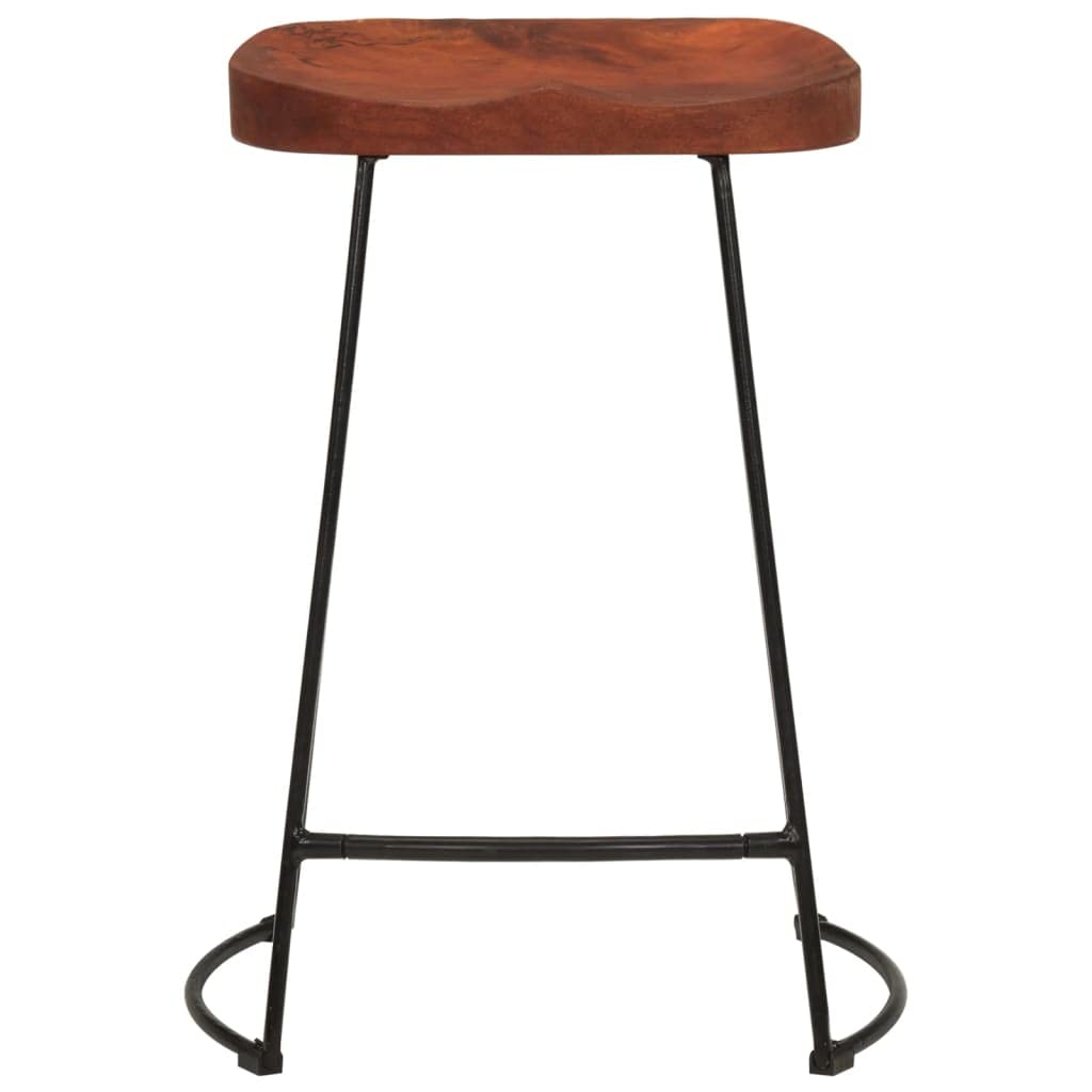 vidaXL Gavin 2 pcs Retro Bar Stools in Solid Mango Wood with Powder-Coated Iron Frame, Highly Durable, Versatile Use, Easy Assembly - 17.7&quot;x15.7&quot;x24.8&quot;.