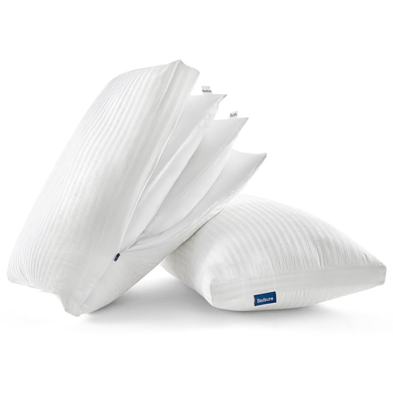 Bedsure King Size Pillows Set Of 2 - Firm Adjustable Layer Pillows With Cotton Cover, Fluffy Bed Pillows For Sleeping, Luxury Ki