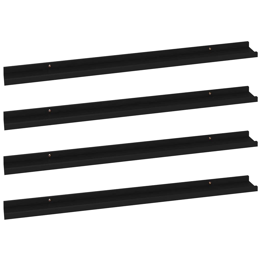 vidaXL Wall Shelves, Black 4 pcs Set | Multi-use Storage Space | 39.4&quot;x3.5&quot;x1.2&quot; | MDF Material | Easy to Clean and Install