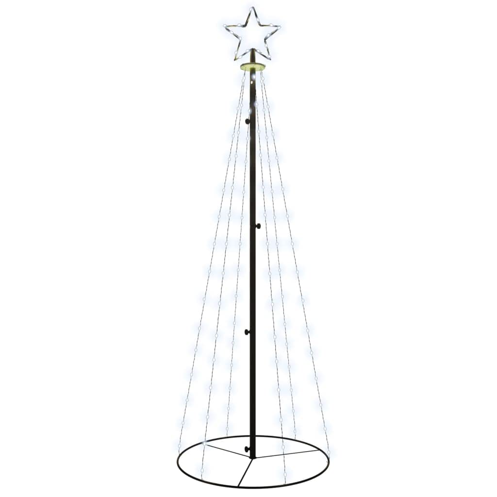 vidaXL 6 ft Christmas Cone Tree Light with Star Topper, Indoor and Outdoor Light Decoration with 8 Lighting Effects, 108 Pre-Lit LED Cold White Light, Xmas Holiday Decoration