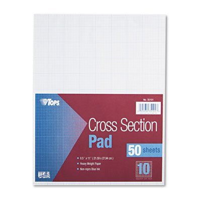 Section Pads W/10 Squares, Quadrille Rule, Ltr, White, 50 Sheets, Sold As 1 Pad, 12Pack , Total 12 Pad
