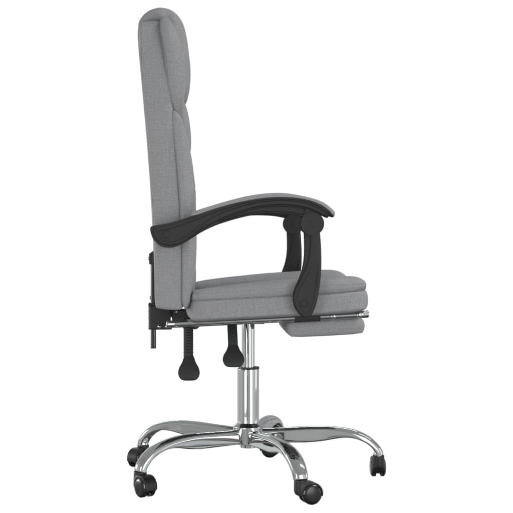 vidaXL Adjustable Reclining Office Chair with Armrest – Light Gray, Fabric-Made, with Rolling Castors – Stylish, Comfortable, Durable