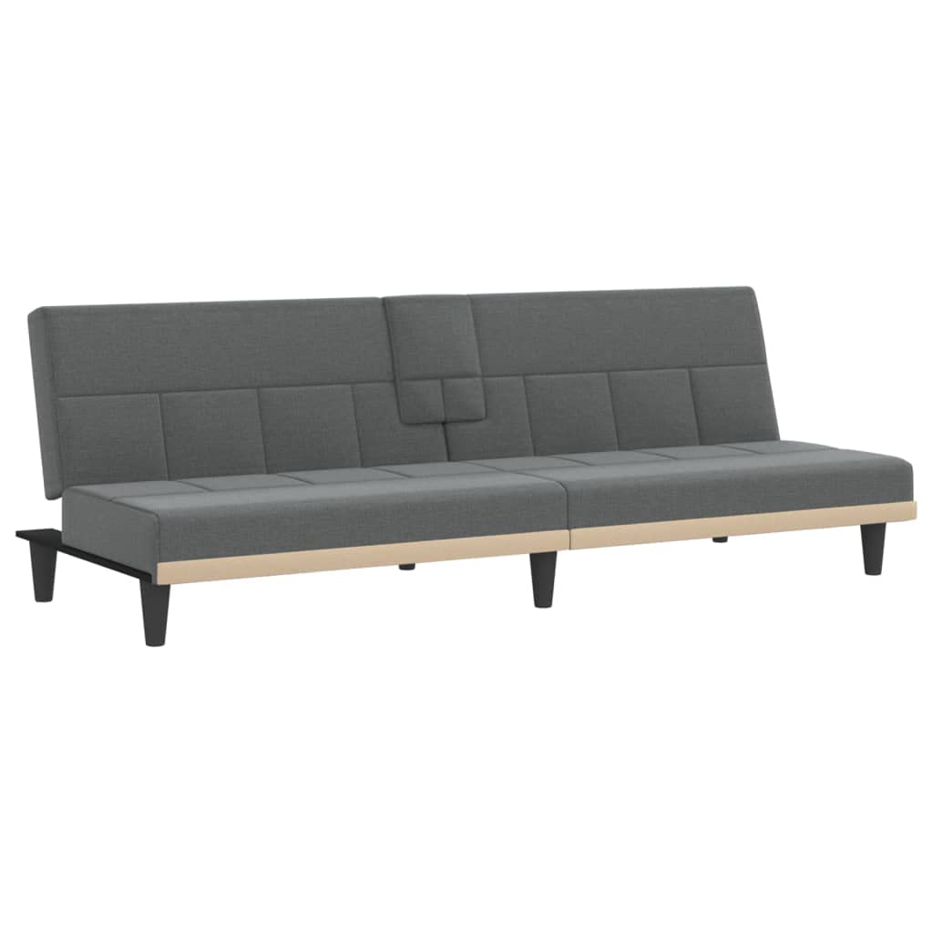 vidaXL Convertible Sofa Bed with Cup Holders, Dark Gray Fabric, Comfortable Seating and Sleeping Solution, Modern Design, Easy Transformation, Space Saving Furniture, California Prop 65 Warning