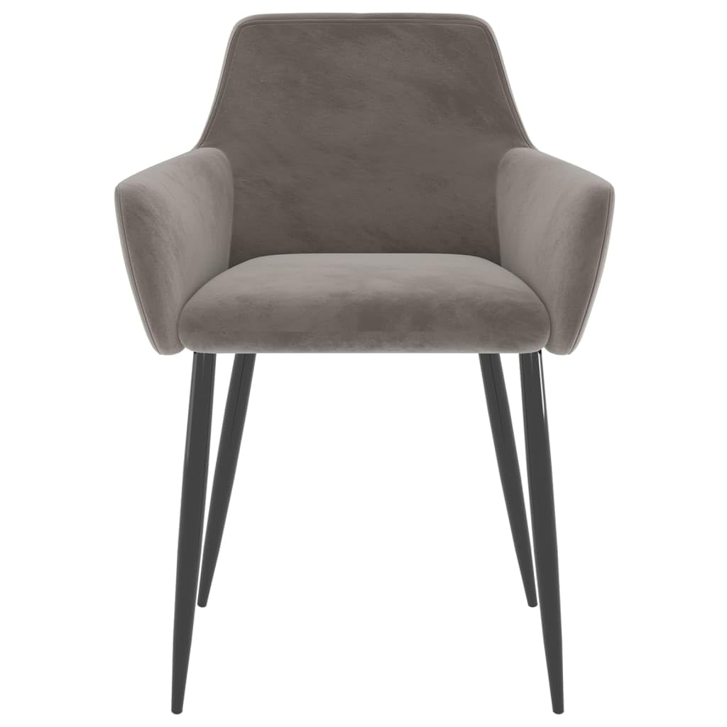 vidaXL Light Gray Velvet Dining Chairs, Set of 2 - Modern Design with Metal Legs, Comfortable Backrest and Generous Weight Capacity