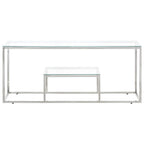 vidaXL Silver Stainless Steel Coffee Table with Tempered Glass-Top - Rectangular Modern Accent Table for Living Room, Office