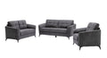 Callie Gray Woven Fabric Sofa Loveseat Chair Living Room Set