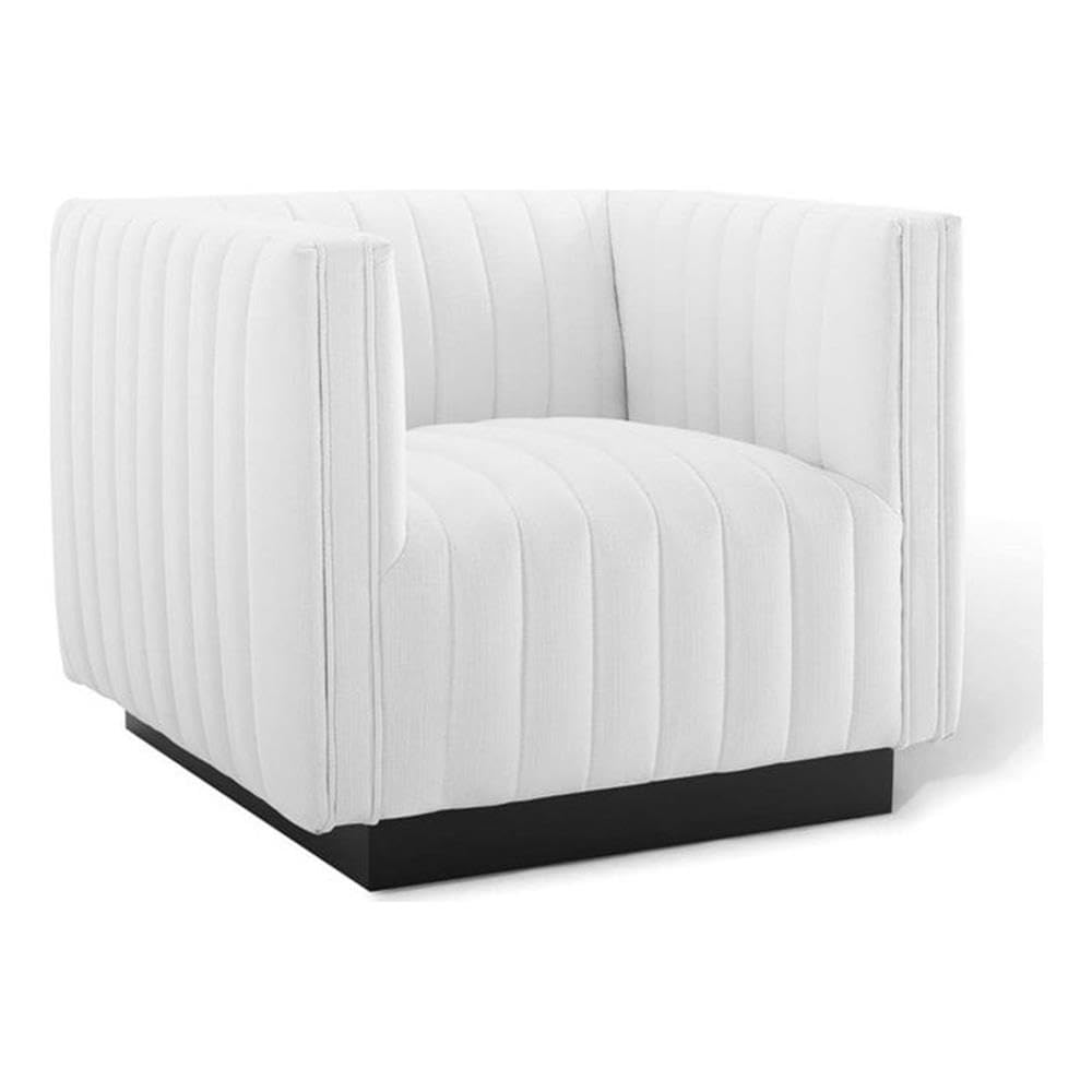 Modway Conjure Modern Tufted Fabric Upholstered Armchair In Black/White