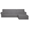 Purefit Super Stretch Sectional Couch Covers - 2 Pcs Spandex Non Slip Sofa Covers With Elastic Bottom For L Shape Sectional Sofa Couch, Great For Kids & Pets (3 Seat Sofa + 2 Seat Chaise, Light Gray)