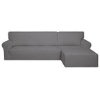 Purefit Super Stretch Sectional Couch Covers - 2 Pcs Spandex Non Slip Sofa Covers With Elastic Bottom For L Shape Sectional Sofa Couch, Great For Kids & Pets (3 Seat Sofa + 2 Seat Chaise, Light Gray)