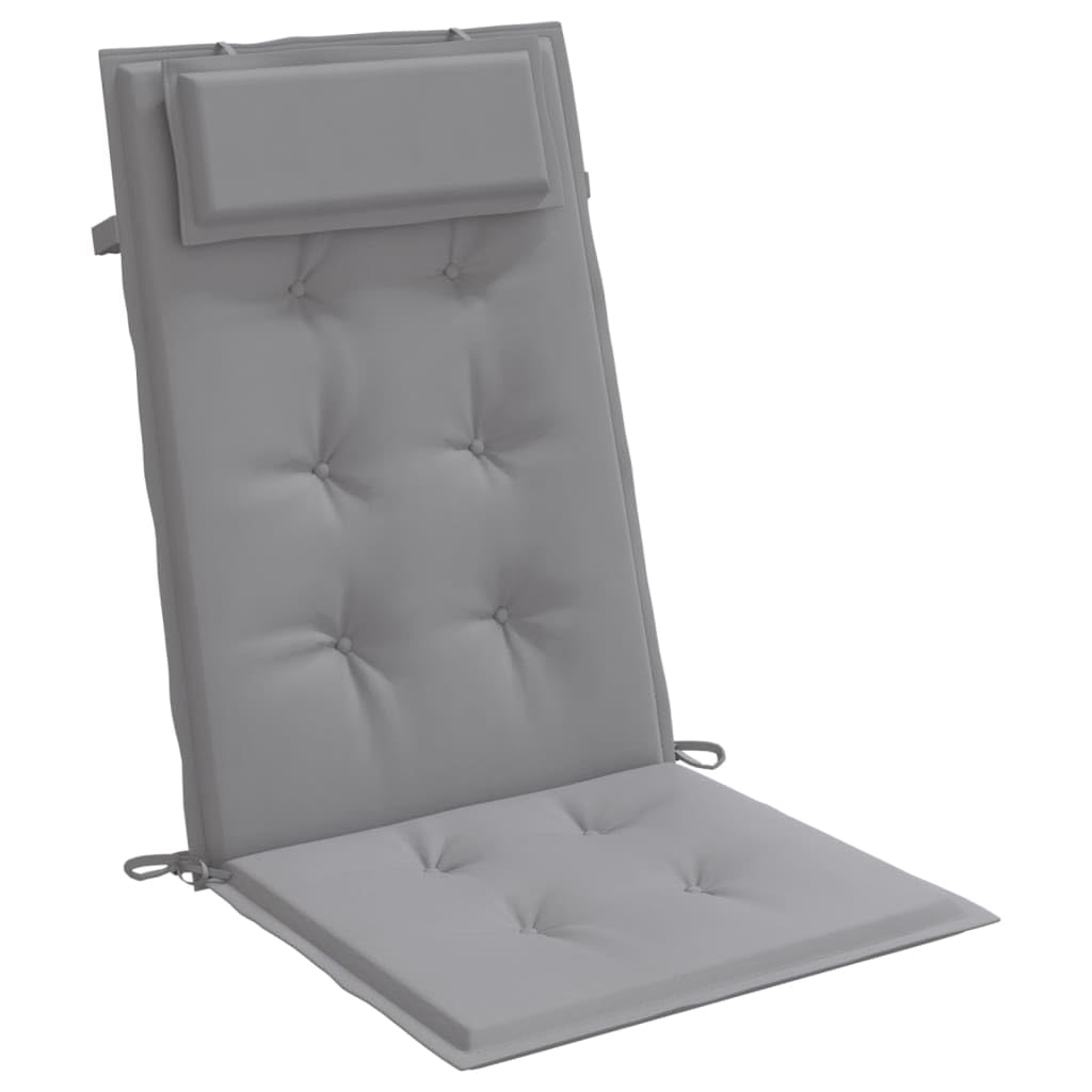 Vidaxl Outdoor And Indoor Highback Chair Cushions In Gray - Set Of 2, Durable Oxford Fabric Material, Ultra-Soft Foam Fiber Fill