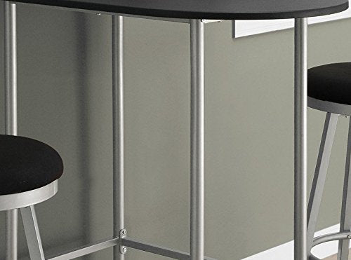 Monarch Specialties 2335 Table, Height, Pub, 36&quot; Rectangular, Small, Kitchen, Laminate, Black, Grey, Contemporary, Modern Home Bar-24&quot;X 36&quot; Silver Metal Spacesaver, 35.5&quot; L x 23.75&quot; W x 41&quot; H