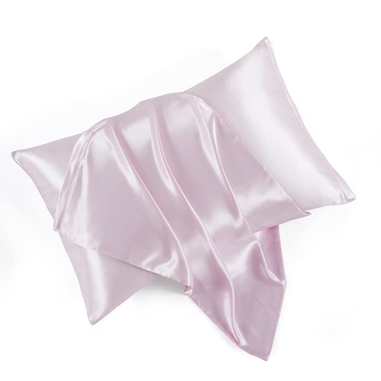 Hommxjf Satin Pillowcases With Zipper (20X26),Standard Size Pillowcases Set Of 2, Pink Silk Pillowcase For Hair And Skin