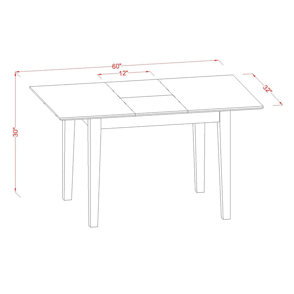 East West Furniture PST-MAH-T Picasso Modern Kitchen Table - a Rectangle Dining Table Top with Butterfly Leaf, 32x60 Inch, Mahogany